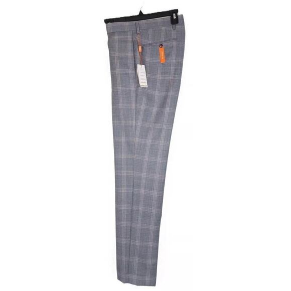 Tallia Men's Slim-Fit Stretch Wool Suit Pants Grey/Pink Plaid 30x30 NWT - Picture 4 of 4